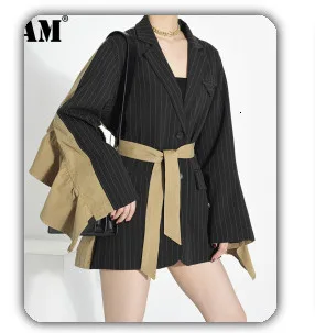 [EAM] Women Red Pattern Printed Big Size Dress New Stand Collar Long Sleeve Loose Fit Fashion Tide Spring Autumn 2020 1DA115