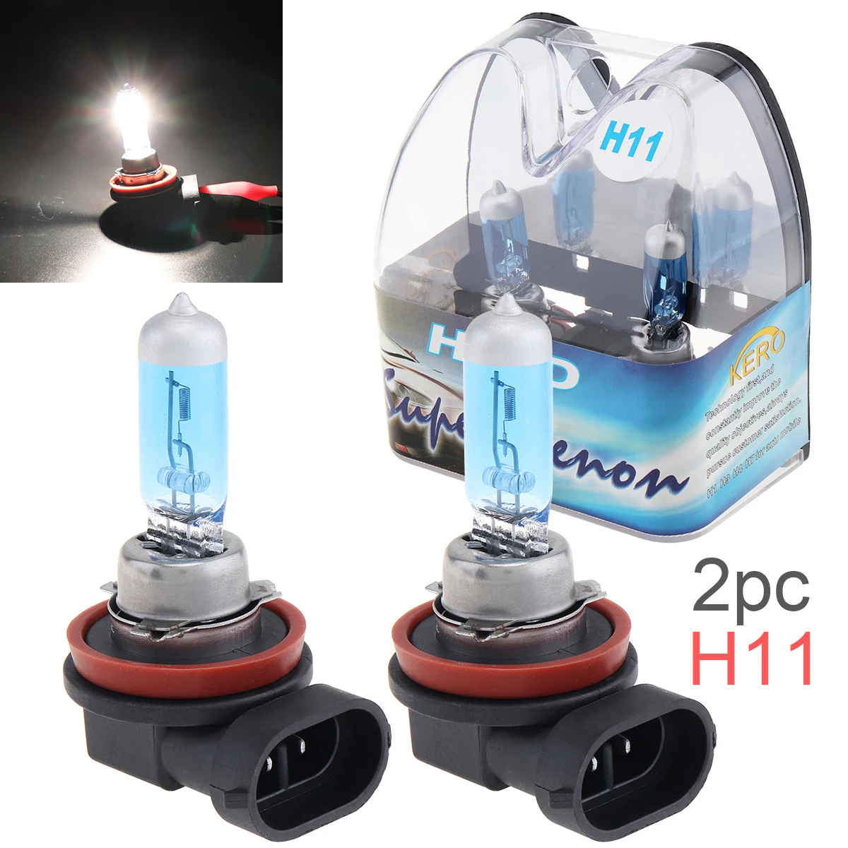 Halogen Light Blubs 12V H11 55W 6000K White Super Bright Car Xenon Lamp Auto Front Headlight Fog Bulb | Автомобили и мотоциклы