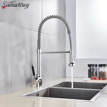 

Deck mount Two Model Chrome Kitchen Sink Tap Pull-Down Spring Kitchen Faucet Single Handle Faucet 360 Rotating Kitchen Tap