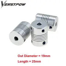 Shaft-Coupler Cnc-Motor Flexible Coupling Jaw 5x8mm Aluminium D19L25 5mm 19x25mm OD 3/4/5-/..