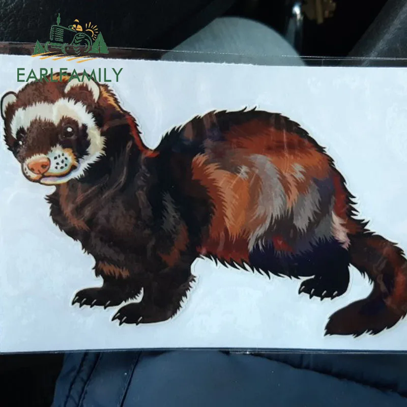 EARLFAMILY, 13 см x 6,5 см, автомобильная наклейка, мультяшная Ferret, Виниловая наклейка для ноутбука, дорожные Стикеры для багажа, водонепроницаемые аксессуары для автомобиля