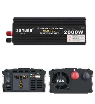 

12V/24V to AC 220V 2000W Car Inverter Power Voltage Transformer Pure Sine Wave Rechargeable Power Inverter Converter With Fan