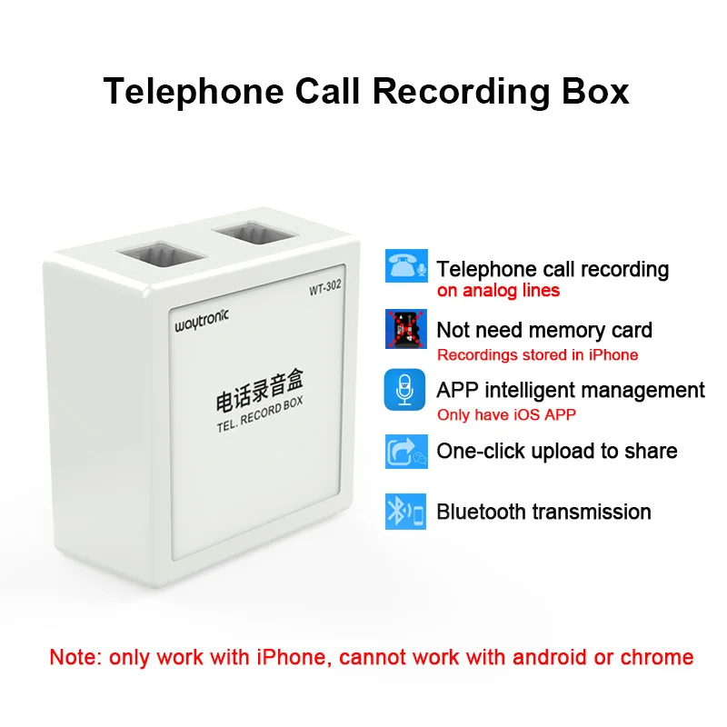 

Telephone Call Recorder,record telephone voice without computer,date & time stamp on recorded file,auto get power from line