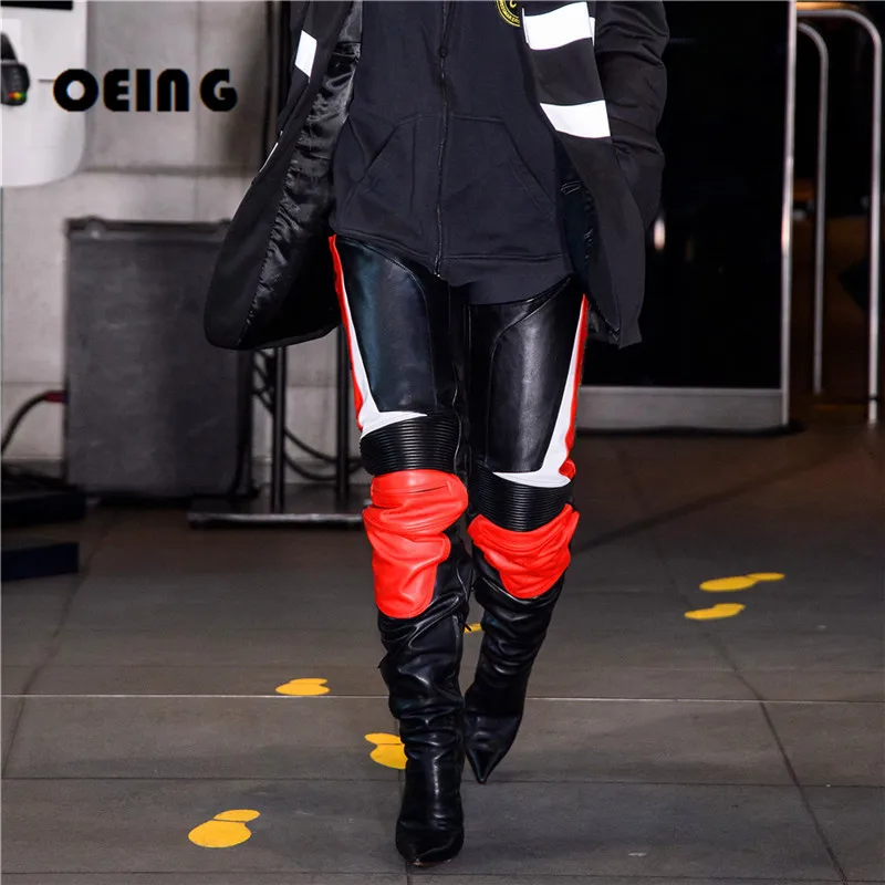 

Spring Autumn Women Crotch Boots Sexy Patchwork Over The Knee High Heel Boots Pointy Toe Club Party Thigh High Motorcycle Boots