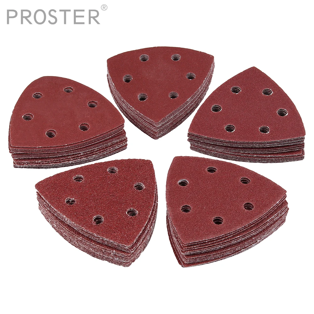 Proster 100 шт для шлифовального треугольника s Grit треугольник наждачная бумага Delta Sander 6 отверстий 90x90x90 мм