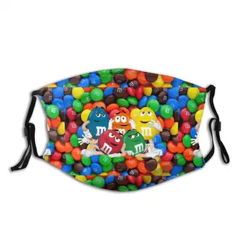 

M&M Crew Chocolate Candy Reusable Mouth Face Mask Food Anti Haze Dustproof Mask With Filters Protection Cover Respirator Muffle