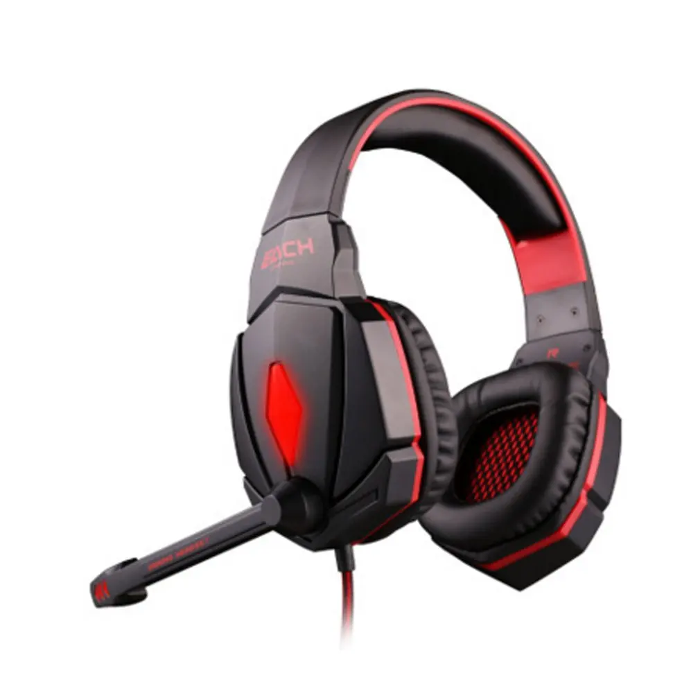 Gaming Headset 3.5mm Game Headphone Earphone with Microphone LED Light for Laptop Tablet Mobile Phones - Цвет: G4000   Black red