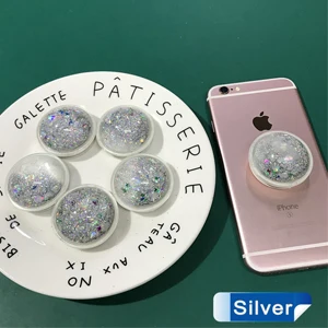 silver-2pcs Sovawin аксессуары для телефонов 3D Quicksand держатель для телефона расширяющаяся подставка для IPhone 2 шт Универсальная цветная жидкость блестящая стойка - Цвет: silver-2pcs