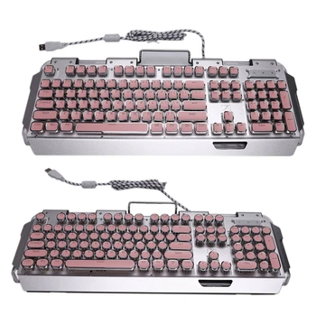 

X10 Retro Round Typewriter Light Transmission Keycap Wired Mechanical Gaming Keyboard Multiple Light Effects