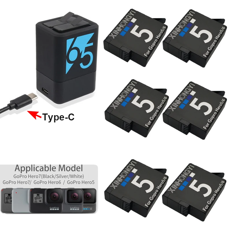 

Hero 5 Battery Charger for GoPro Hero7 Hero6 hero 5 + Go Pro Hero 7 Battery for GoPro Hero 7 6 5 Black sports Camera Accessories