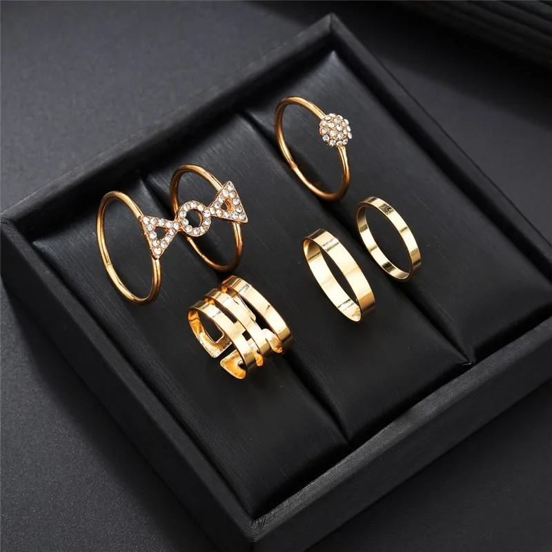 LETAPI 5 шт./компл. Мода Bague панк Совместное круг среднего пальца набор колец с