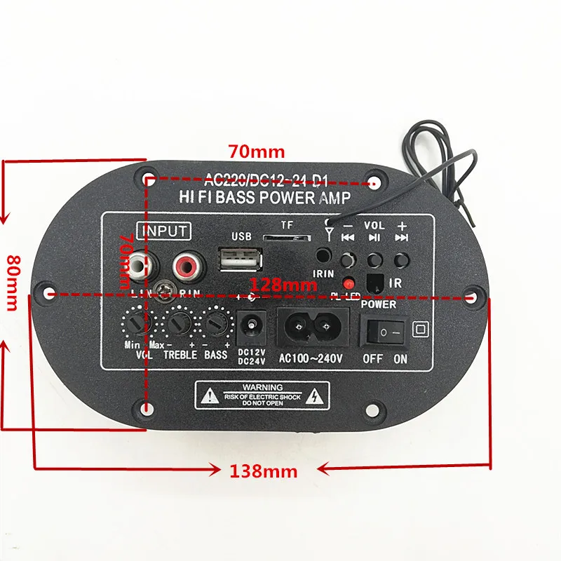 Car Audio Digital Mono Power Amplifier Board Built-in Bluetooth 12V24V220V Subwoofer With Card U Disk Remote Control Microphone