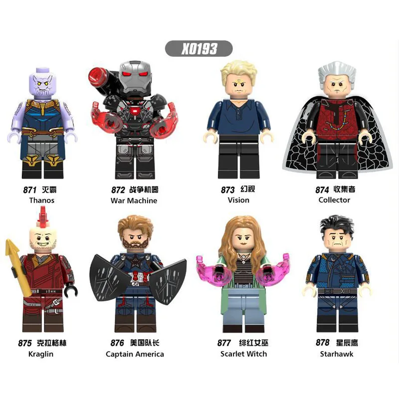 

Single Sale Building Blocks Super Heroes Thanos Collector Starhawk Captain America Scarlet Witch Bricks Children Gift Toys X0193