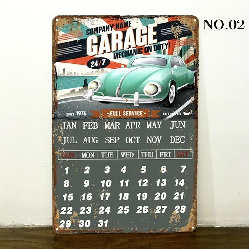 NO 2 Hot Vintage Calendar Metal Tin Sign Pub Casino Home Bar Decoration Plate Billboard Painting Cold Beer Wine Wall Art Poster - Color: NO 2