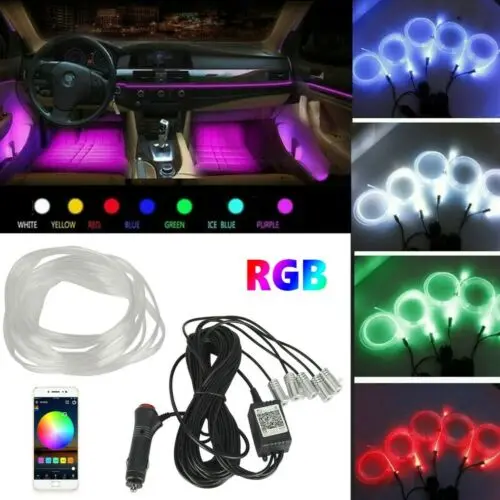 6m 12V Waterproof Multi-Color LED Car Truck Neon EL Light Strip Wire APP Control 