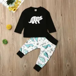 Детская одежда повседневная одежда для новорожденных мальчиков футболка с длинными рукавами и рисунком медведя топ + длинные штаны