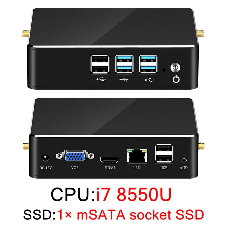 Мини ПК Intel Core i3 8130U i5 8250U i7 8550U DDR4 Windows 10 в формате 4 K UHD HDMI VGA 8xusb Wi-Fi Gigabit Ethernet HTPC офисный компьютер - Цвет: Core i7-8550U 8650U