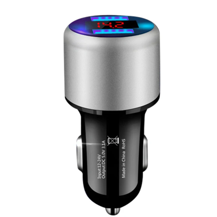 Быстрое Автомобильное зарядное устройство для телефона 2 usb-порта с светодиодный дисплеем напряжения для смартфона LHB99
