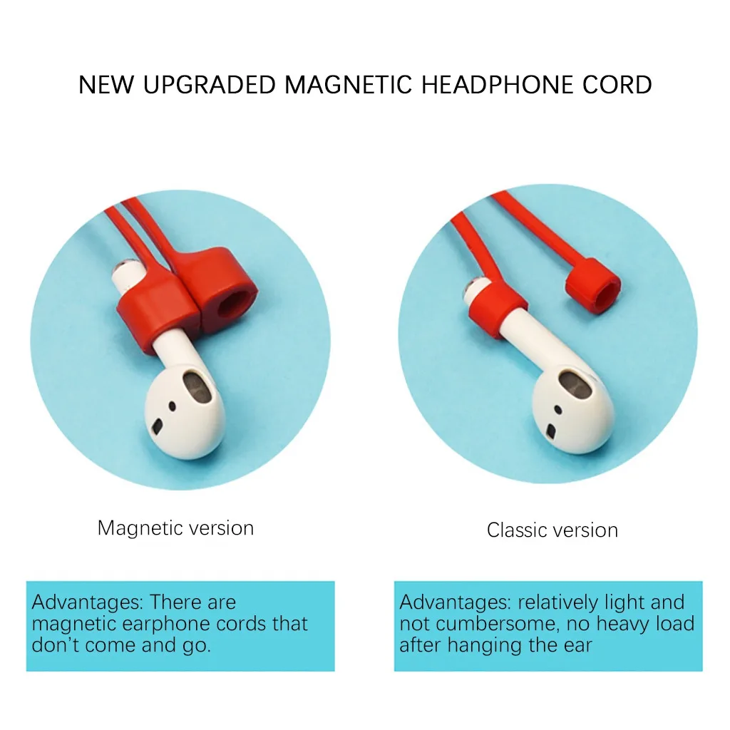 Для AirPods Pro Magneticsilicone для AirPods ремешок спортивный против потери веревка легкий Магнитный абсорбционный 52 см