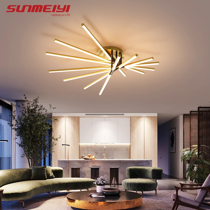 

Modern LED Ceiling Lights Sector Gold Black Creative Living room Light Nordic Hanging Ceiling Lamp For Bedroom Coffee Bar plafon