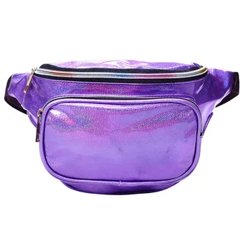 

New 2020 Women Fanny Rainbow Chest Bags Belt Bag Shiny Laser PVC Holographic Hologram Waist Packs Shoulder Hip Sports #YL10