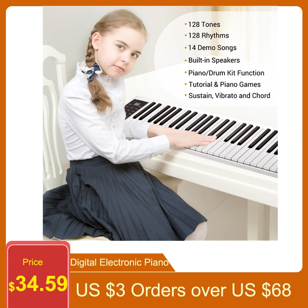 61 teclas de piano eletrônico digital teclado midi saída 128 tons 128 ritmos 14 músicas demo gravação programação reprodução piano teclado musical profissional