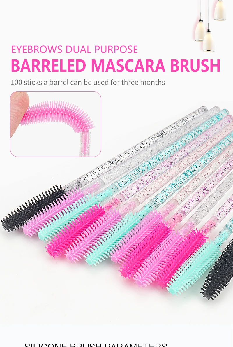 Description Picture 2 of item50pcs Disposable Eyelash brushes silicon microbrush crystal Handle Mascara Wands Female eyebrow Lash Extension Spoolie Brush