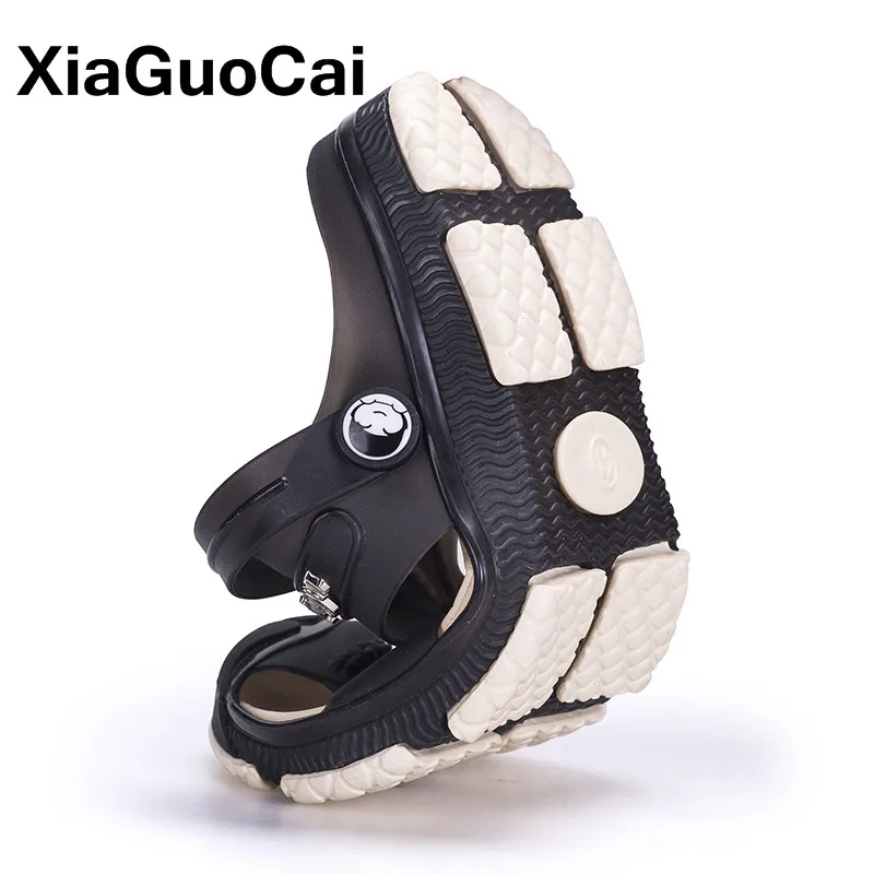 Xiaguocai 2018 Лето Мужские тапочки Slip On Дачная обувь дышащая сандалии плюс Размеры