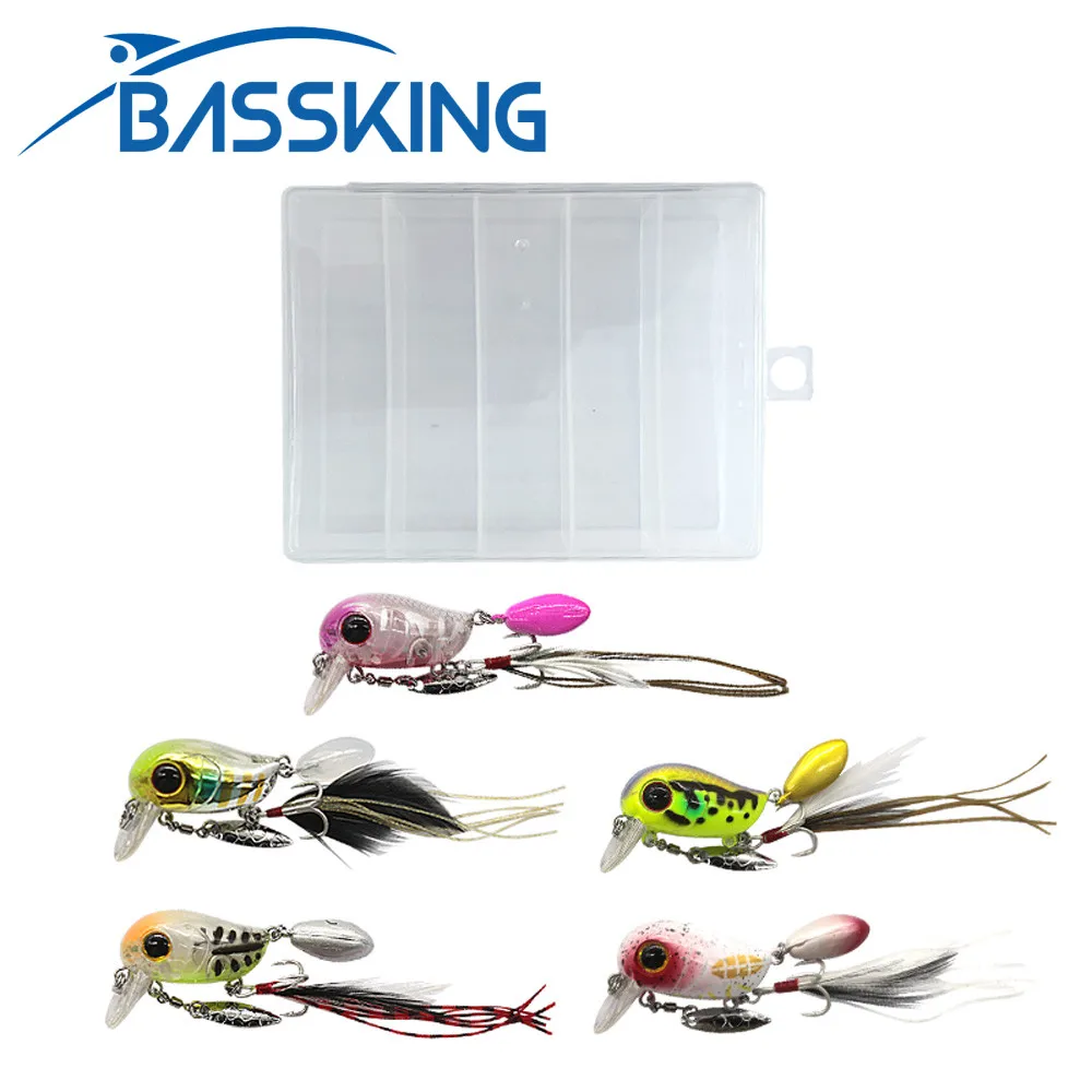 BASSKING Fishing Lures Kit 5Pcs Crank Bait with Tackle Box Floating Wobblers Artificial Hard Set 3D Eyespesca Bass | Спорт и