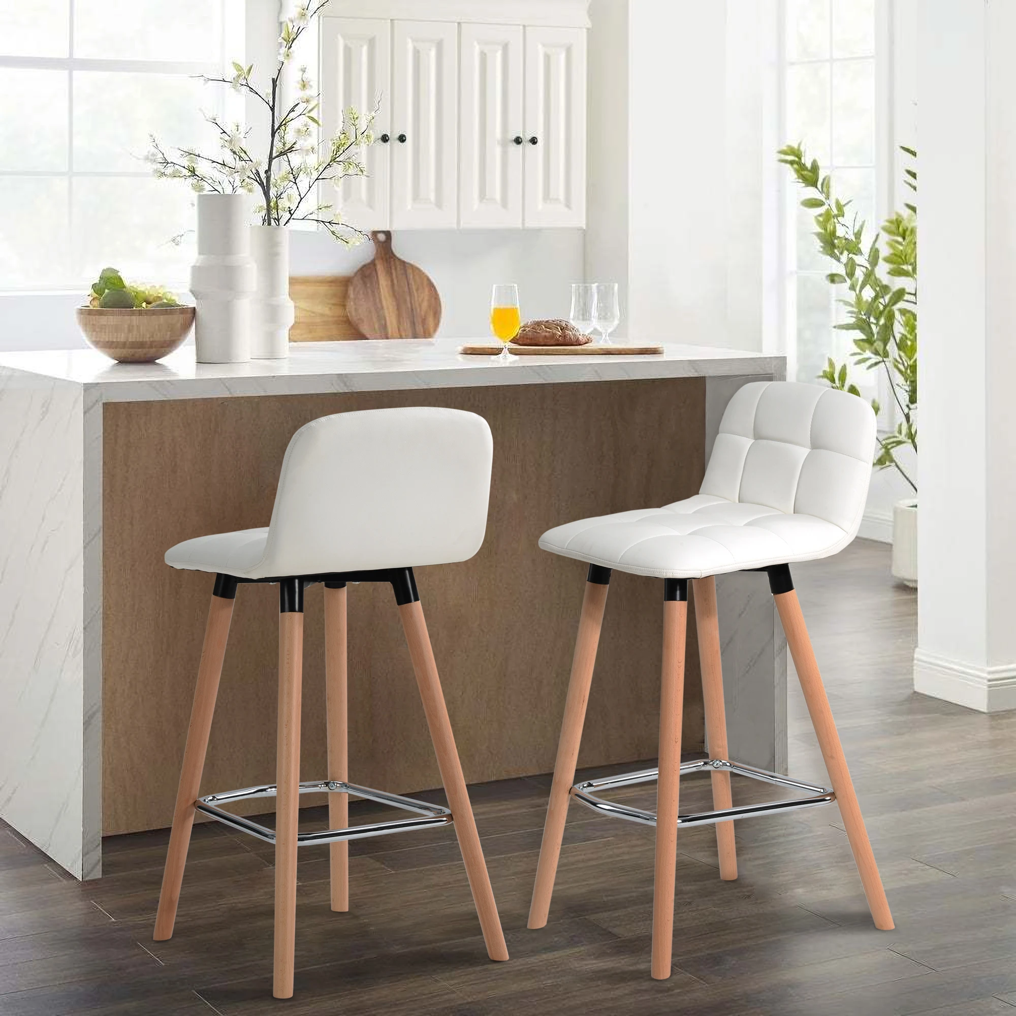 us 11599 30 off2x white bar stool with back rest faux leather seat  breakfast kitchen chair dining restaurant counter bar chairs solid beech