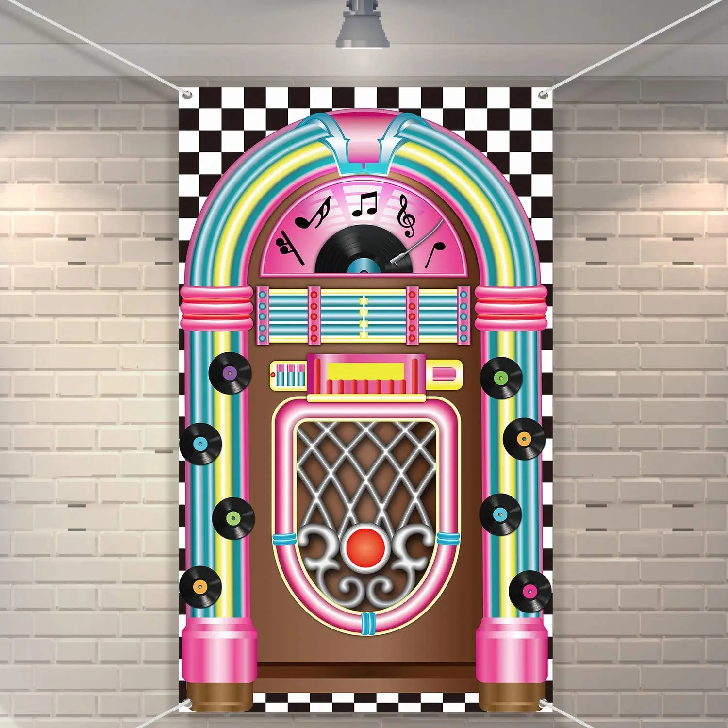 Jukebox Banner Anni '50 Rock And Roll Banner Fotografia Sfondo Decorazione Festa Di Compleanno Baby Shower Forniture Per Feste Sfondo
