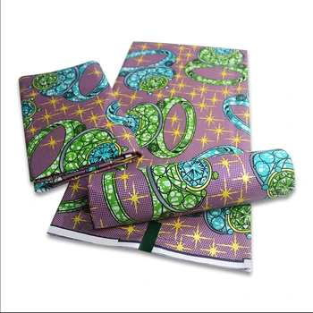 

Ankara African Golden Wax Fabric Block Golden Print With Gold Line Layer Surface New For Sewing Wedding Dresses Ghana Tissue Wax