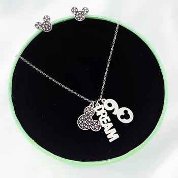 

Cartoon Mouse Zircon Pendant Necklace Titanium Steel Chain Necklace Inlaid Zircon Fashion Trendy Women Jewelry Birthday Gift