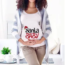 Одежда для беременных женщин с принтом для беременных с коротким рукавом Рождественская Футболка с принтом шляпы женская блузка L401028