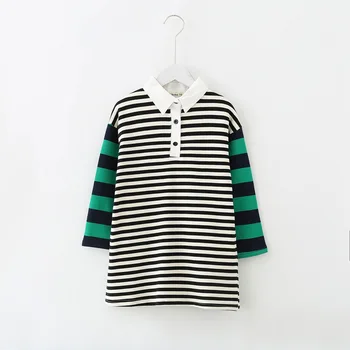 

2020 Spring Fashion Casual Girls Dresses Kids New Stripe Dresses for Girls Long Sleeve Baby Girls Loose Sport Dresses, #8493