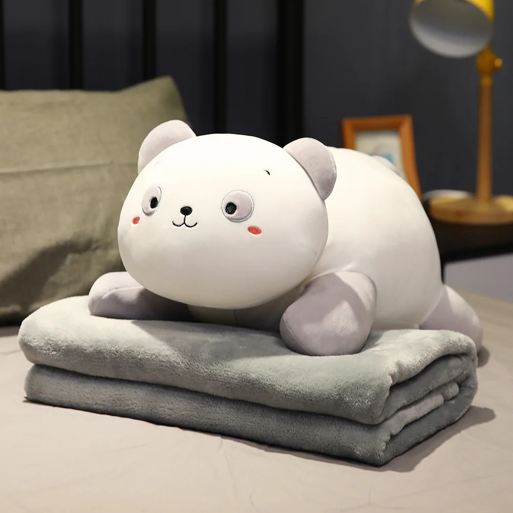 

Raccoon Panda Unicorn Cat Mouse Rabbit Plush Pillow with Soft Flannel Blanket Stuffed Hand Warmer Girlfriend Gift Bed Cushion