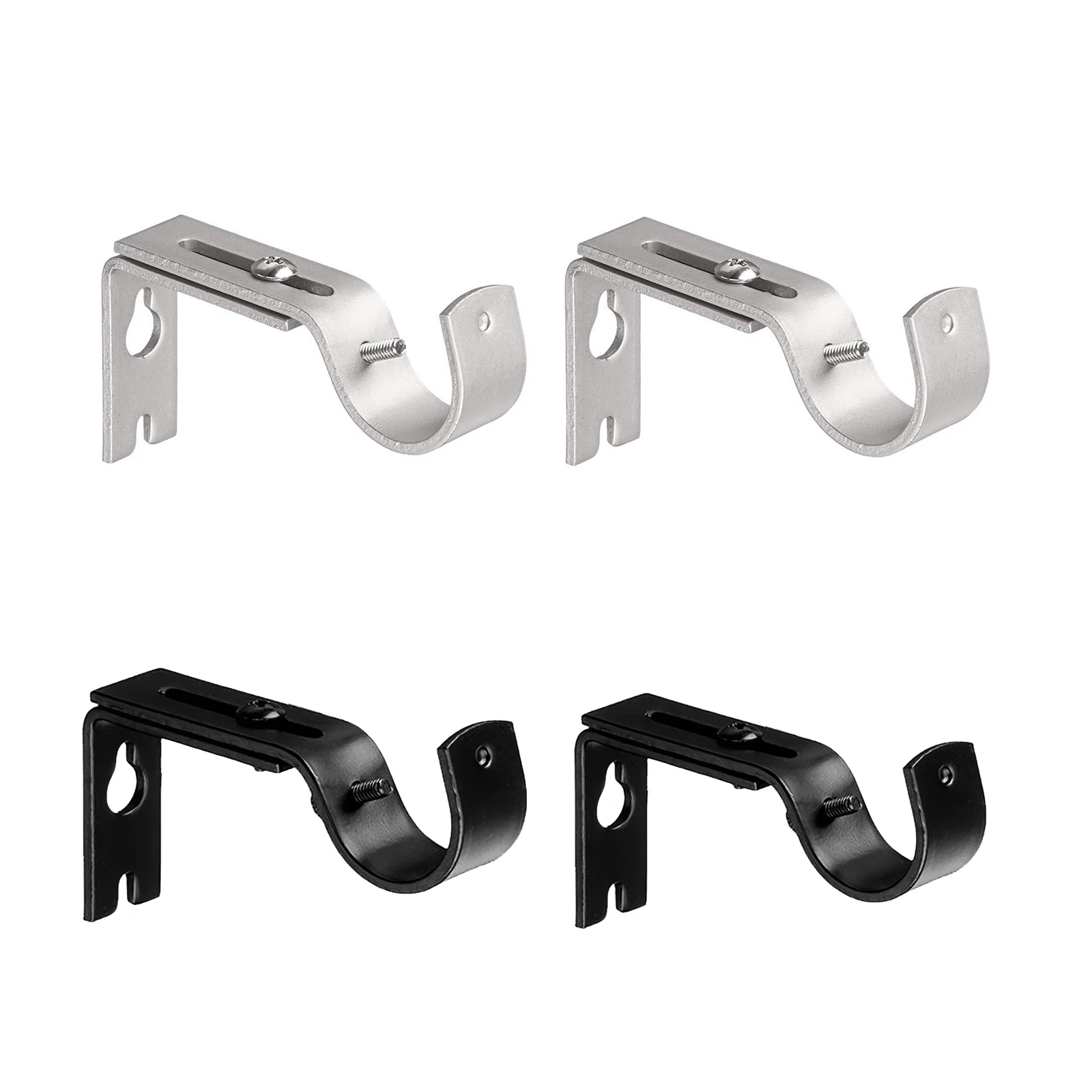 2pcs Heavy Duty Curtain Rod Bracket Practical Bracket Hang Curtain Rod  Holders Tap Right Into Window Frame Rod High Quality