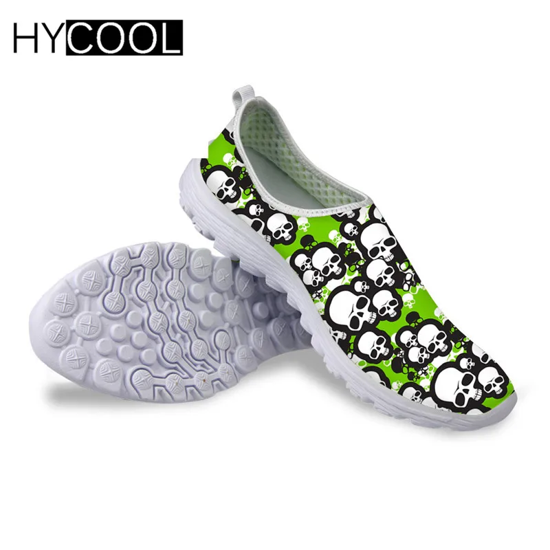 HYCOOL; Мужская прогулочная обувь с принтом черепа; женская спортивная обувь на плоской подошве; коллекция года; уличные летние кроссовки для мужчин; дышащая сетка