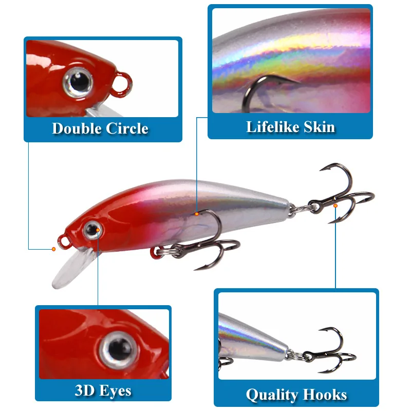 Mixed Colors Minnow Fishing Lure Set 5Pcs for fishing lure