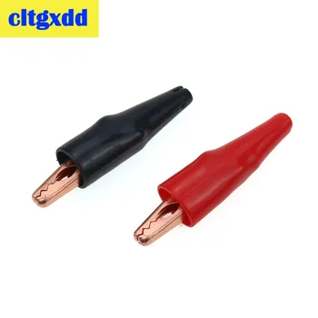 

cltgxdd 5pcs 28MM Small Copper Metal Alligator Clip Crocodile Electrical Clamp Testing Conductive clip Black Red Plastic Boot