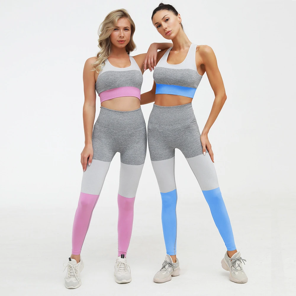 GXIN Women Workout 2 Piece Outfit Seamless Yoga Bra Set High Waist Sport Leggings 
