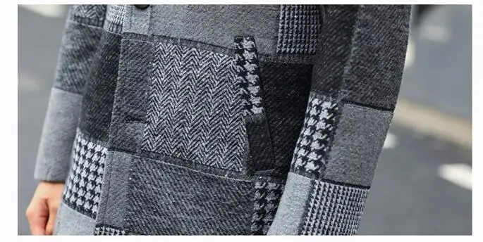 new Autumn&Winter Plaid Coat Man Korean Style Woolen Coat Men Outwear Mens Jackets And Coats