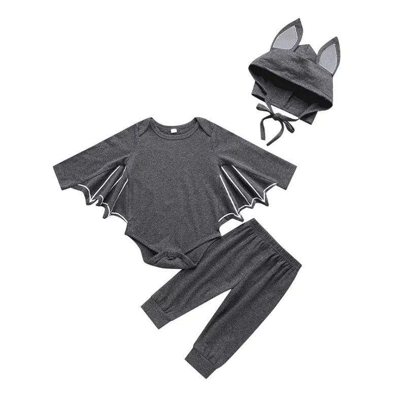 

2019 Halloween Newborn Infant Baby Clothes BAT Cosplay Costume Long Sleeve Baby Boy Girl Romper+Hat 2PCS Costumes Outfit Sets