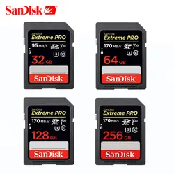 Двойной Флеш-накопитель SanDisk Extreme Pro карты памяти sd карты 128 ГБ, 64 ГБ, 256 г скорость передачи данных до 170 МБ/с. карта памяти sd 32g до 95 МБ/с. C10 U3 4K