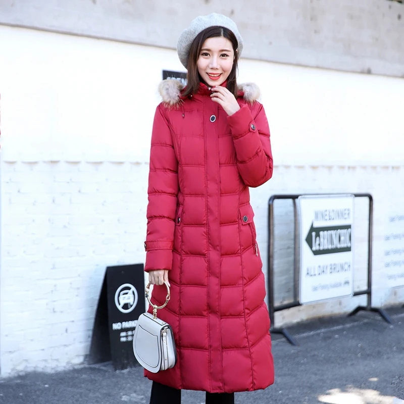 

Winter Women Jacket Long Female Large Size 4XL 5XL Hooded Fur Collar Parkas Plus Size For Women Autumn Overcoat