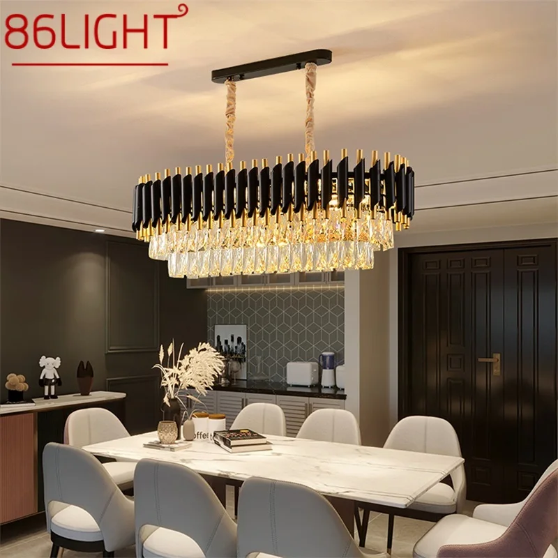 

86LIGHT Luxury Chandelier Crystal Rectangle Pendant Lamp Postmodern Home LED Light Fixture for Living Dining Room