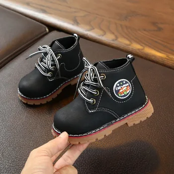 

Baby Girls Boys Winter Children Casual Leather Cartoon Print Martins Boots Lace-Up Walking Shoes