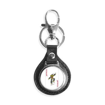 

Red Joker Playing Cards Pattern Leather Metal Key Chain Ring Car Keychain Gift