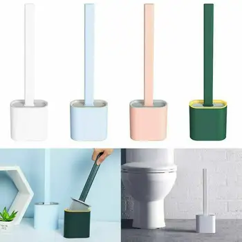 

4 Colors Silicone Toilet With Toilet Brush Holder Creative Cleaning Easy Brush Environmental Protection Brush Set