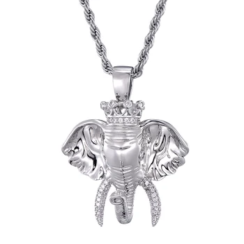 

HIP Hop Gold Color Bling Full AAA+ Cubic Zirconia Iced Out Elephant Pendants & Necklaces for Men Jewelry